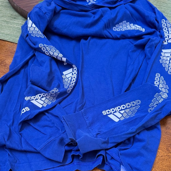Adidas Royal Blue Hooded Tee with Sleeves - Picture 4 of 5